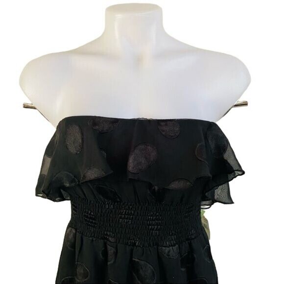 Johnny Martin Black Mini Polka Dot Strapless Short Dress NWT Size M - Picture 4 of 10